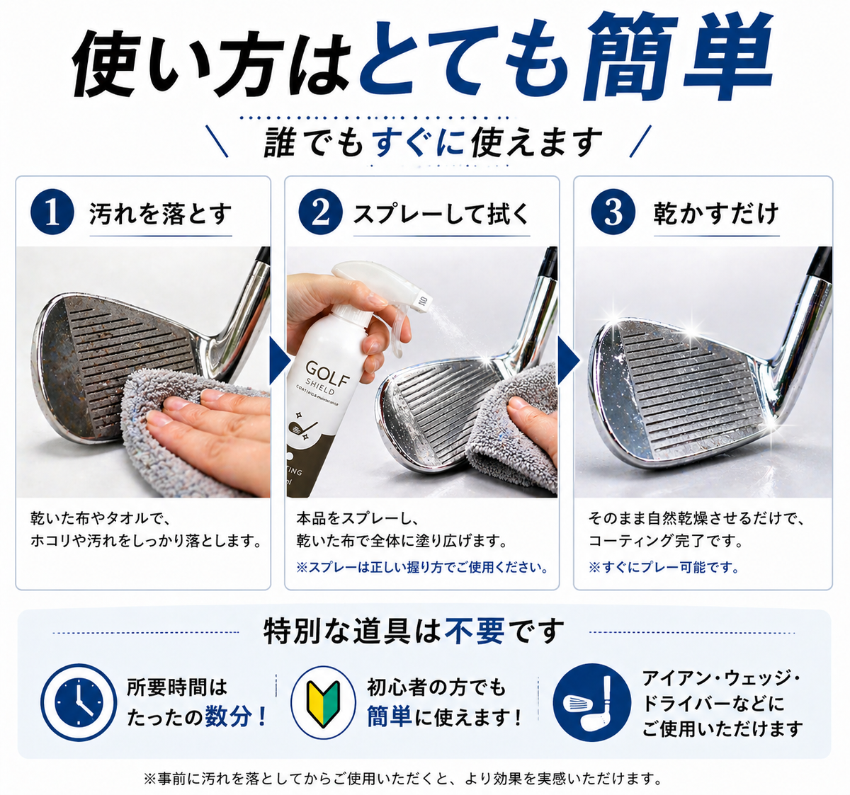 ゴルフクラブコーティングスプレー300ml ガラス系 撥水・艶出し 日本製