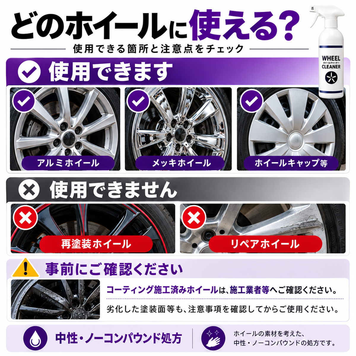 ホイールクリーナー 500ml｜鉄粉・ブレーキダスト対応 中性・ノーコンパウンド