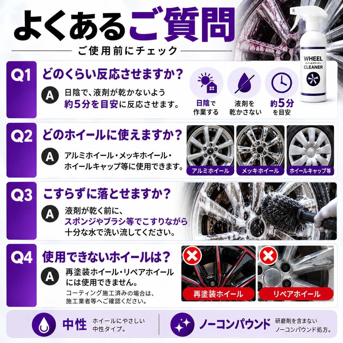 ホイールクリーナー 500ml｜鉄粉・ブレーキダスト対応 中性・ノーコンパウンド