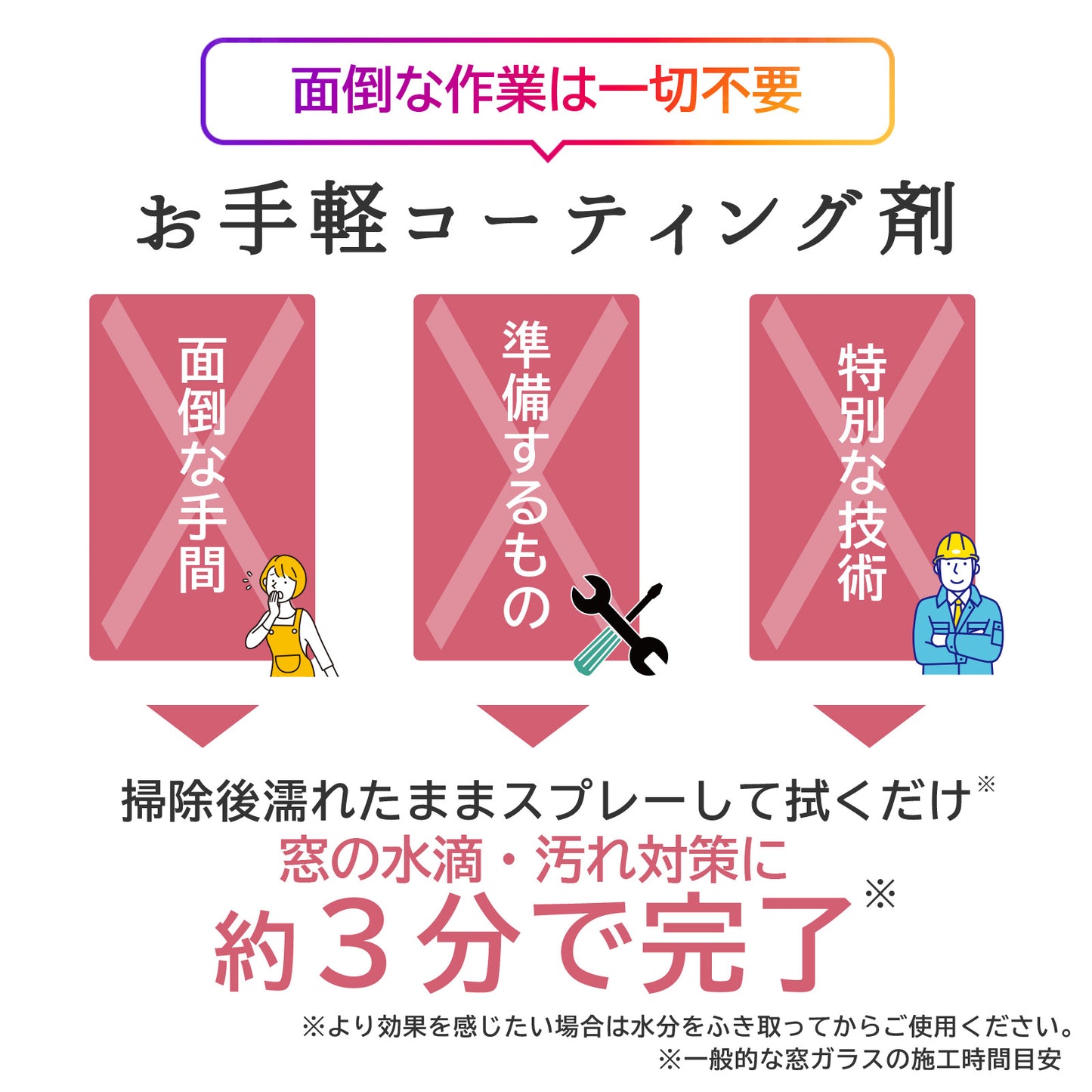 窓ガラス用 撥水コーティング剤｜水滴・水垢を防ぐ HOME SHIELD｜簡単施工・約3分