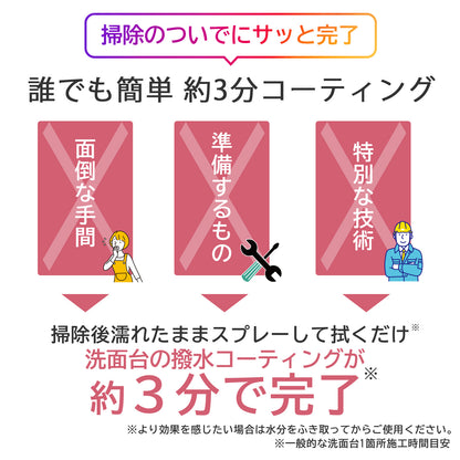 洗面台用 撥水コーティングスプレー 300ml｜水垢防止・鏡ウロコ対策・蛇口くすみ防止｜防汚・抗菌・防カビ 日本製