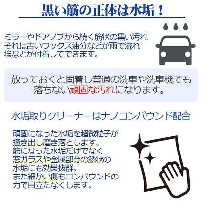 車用 水垢取り 傷消し クリーナー 200ml スプレー マイクロファイバークロス付き