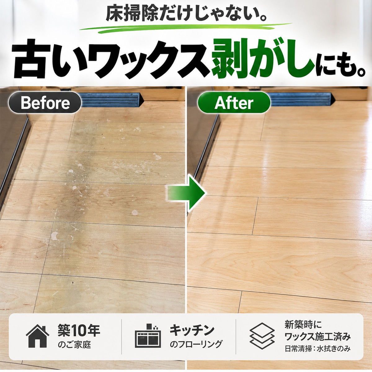 二度拭き不要で床さらさら ナノソイ配合 フローリング洗剤 艶出し除菌クリーナー 500ml 日本製