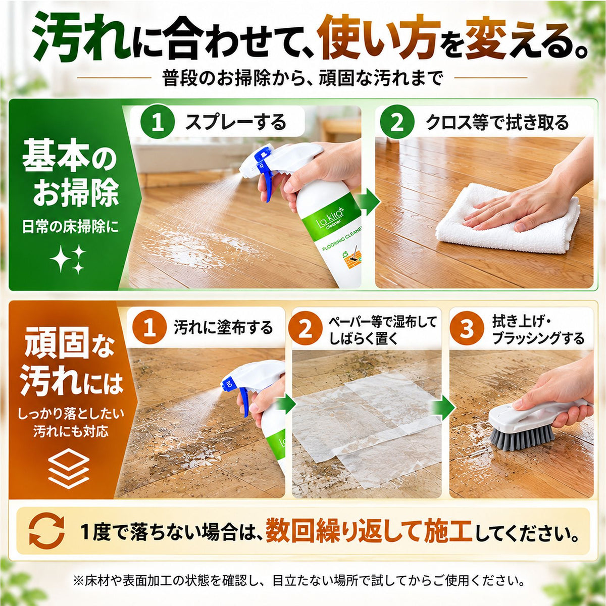 二度拭き不要で床さらさら ナノソイ配合 フローリング洗剤 艶出し除菌クリーナー 500ml 日本製