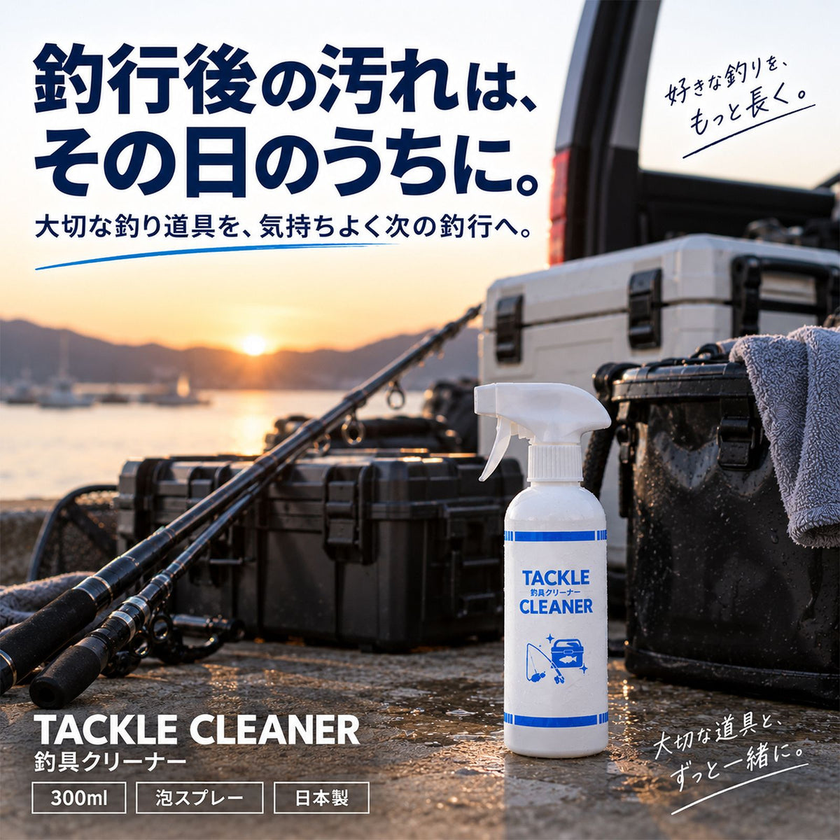 釣具クリーナー TACKLE CLEANER 300ml｜釣行後の汚れをまとめて洗える泡スプレー 日本製
