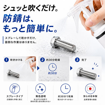 SHIELD 防錆スプレー 100ml 日本製 透明コーティング サビ再発防止・サビ予防 金属保護 速乾 屋外対応
