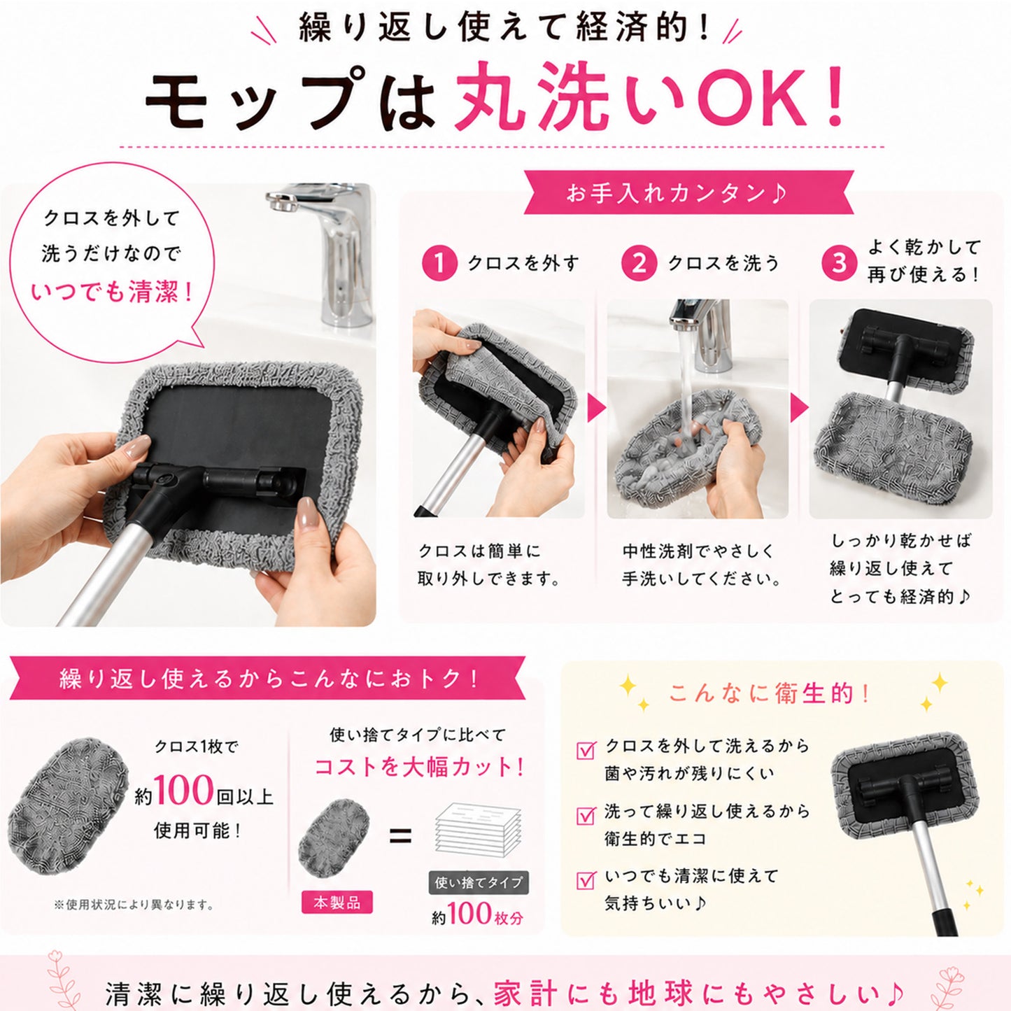 車 内窓モップ フロントガラス 内側 掃除 車内ガラスクリーナー 軽量 伸縮 180度回転 ミニバン対応 曇り取り マイクロファイバー付き