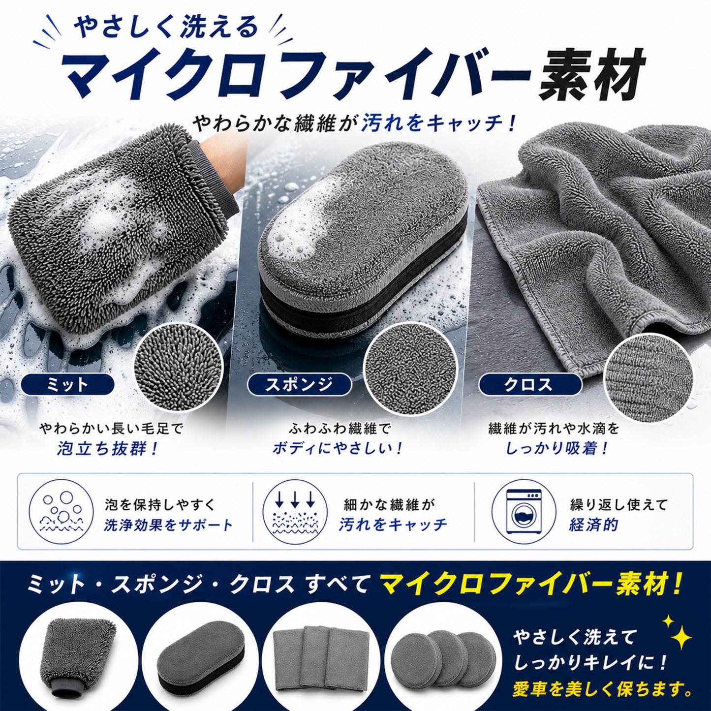 洗車セット 9点 洗車用品セット 初心者向け 手洗い洗車セット 洗車ミット ホイールブラシ マイクロファイバークロス3枚 ワックスパッド付 カーケア用品 一式