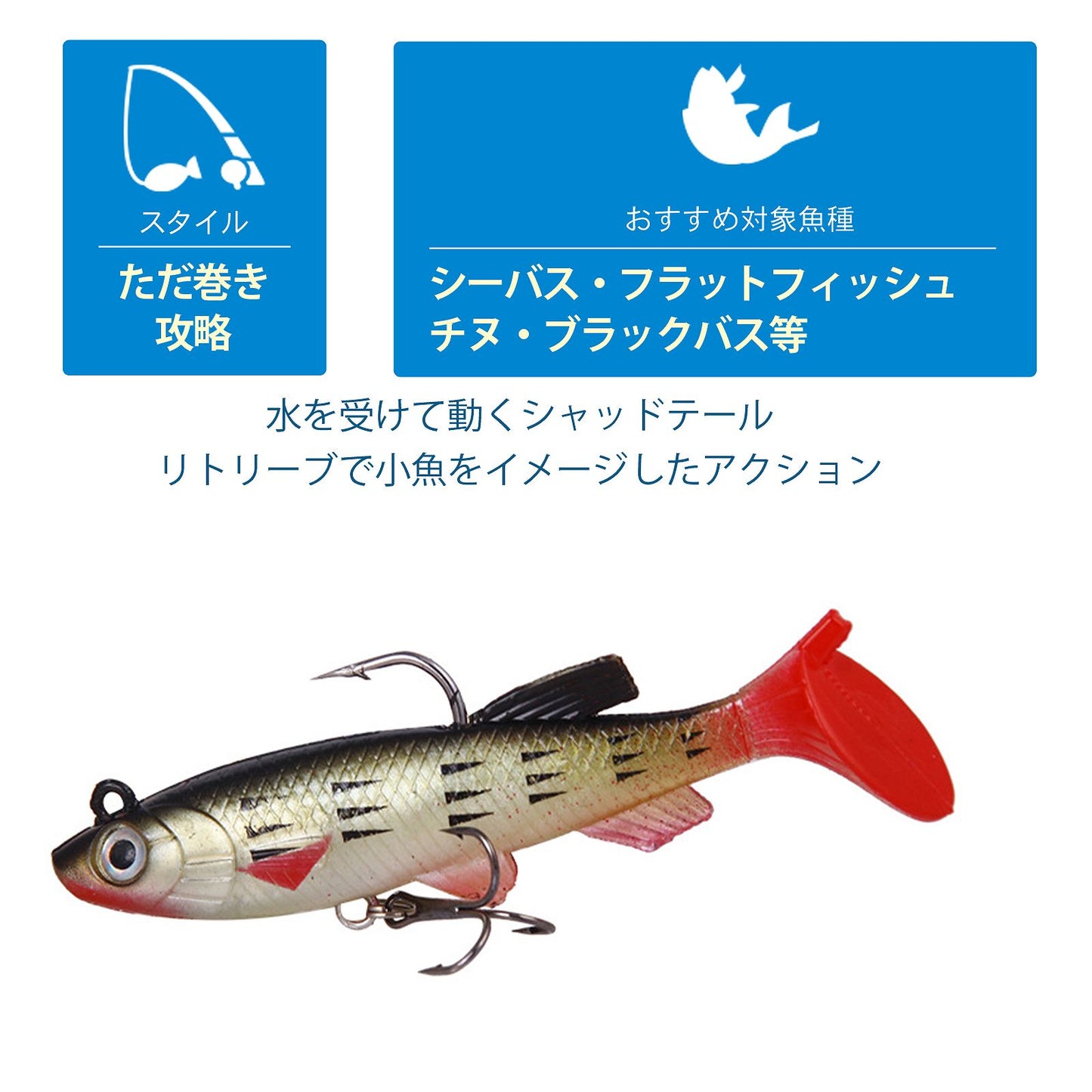 スイムベイト 5個セット シャッドテール 8.5cm 13g フックセット済み ケース付き 5カラー