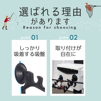 吸盤式で簡単固定 車載ロッドホルダー 釣竿収納 5kg耐荷重 軽自動車対応