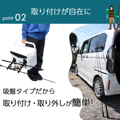 吸盤式で簡単固定 車載ロッドホルダー 釣竿収納 5kg耐荷重 軽自動車対応