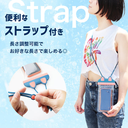 猫型 スマホ防水ケース 防水カバー 完全防水