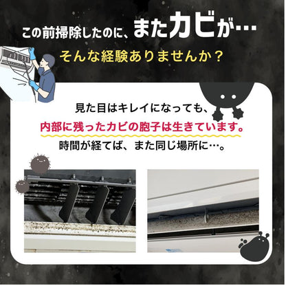 赤ちゃん安心 無香料 エアコン内部 防カビスプレー＆ブラシ 日本製 かんたん掃除セット 家庭用