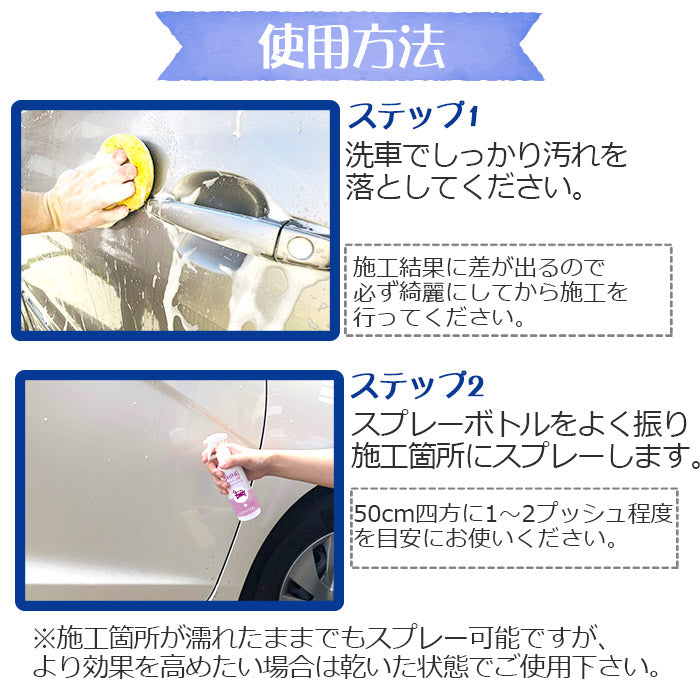 洗車後に差が出る 滑水コーティングスプレー 詰替付 日本製 簡単施工 艶・防汚 車用