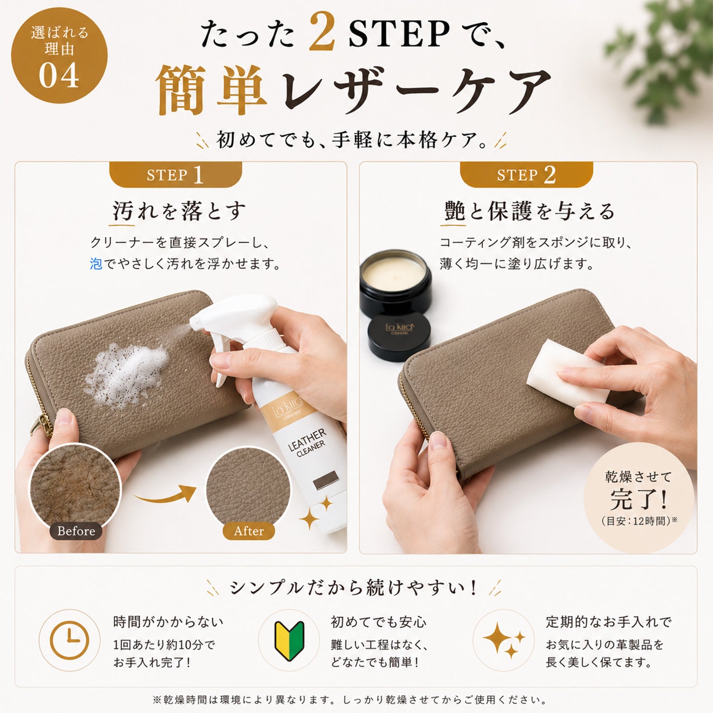 レザーケアセット 革 手入れ 初心者向け 日本製 泡クリーナー コーティング 撥水 防汚 艶出し 本革 合皮 財布 バッグ 革靴 ソファ対応