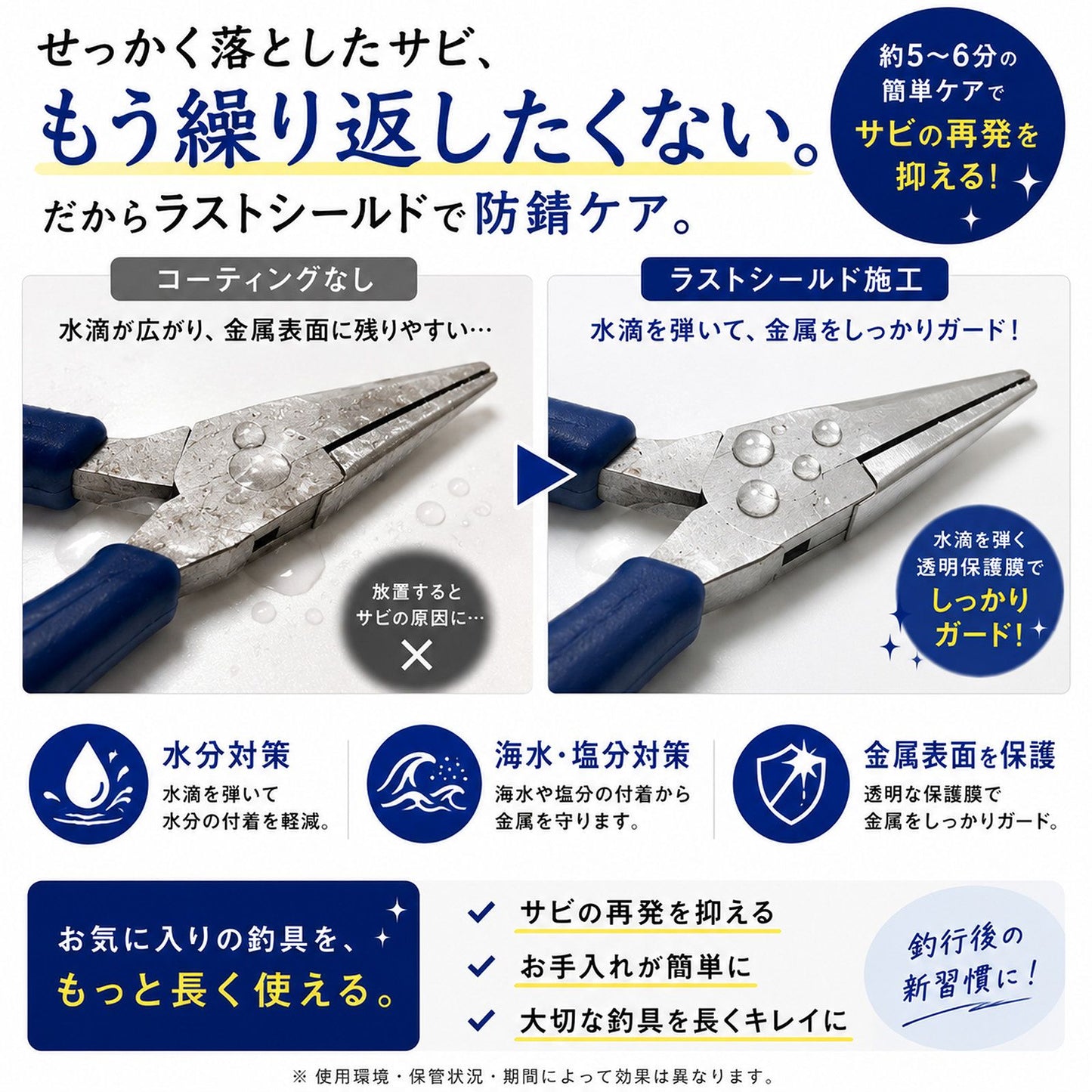 釣具メンテナンスセット サビ取り＆防錆スプレー 日本製 リール・プライヤー対応 クロス付き 海釣り 塩害対策 ステンレス対応  文字数：68文字（70字以内）