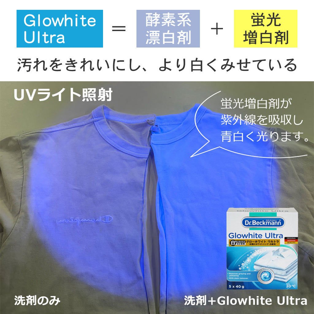 Dr. Beckmann(ドクター ベックマン)グローホワイト ウルトラ 蛍光増白剤（酸素系漂白剤入り） 5包入り