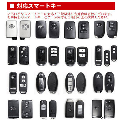 リレーアタック対策 電波遮断スマートキーケース 2ポケット 高級感ブラック 落下防止チェーン付