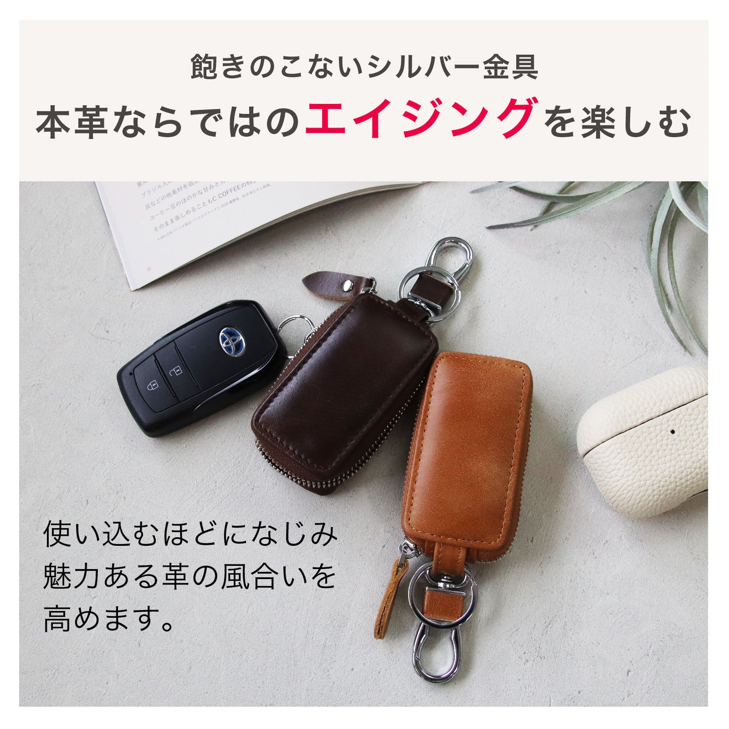 【名入れ無料 ギフトBOX付】本革スマートキーケース メンズ レディース 薄型 コンパクト キーケース 父の日 実用的 プレゼント 車 鍵 レザー ギフト