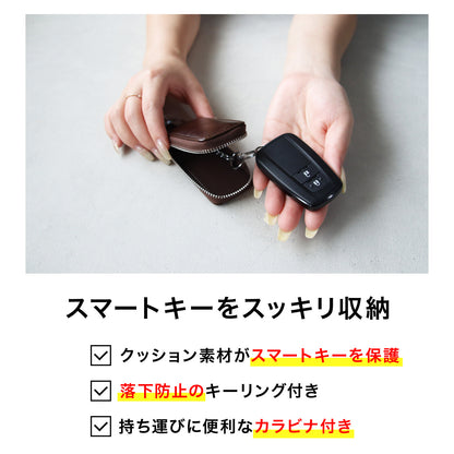 【名入れ無料】車好きが喜ぶ 本革スマートキーケース＆ナンバープレートキーホルダー ギフトセット 納車祝い メンズ レディース対応 コンパクト レザーキーケース
