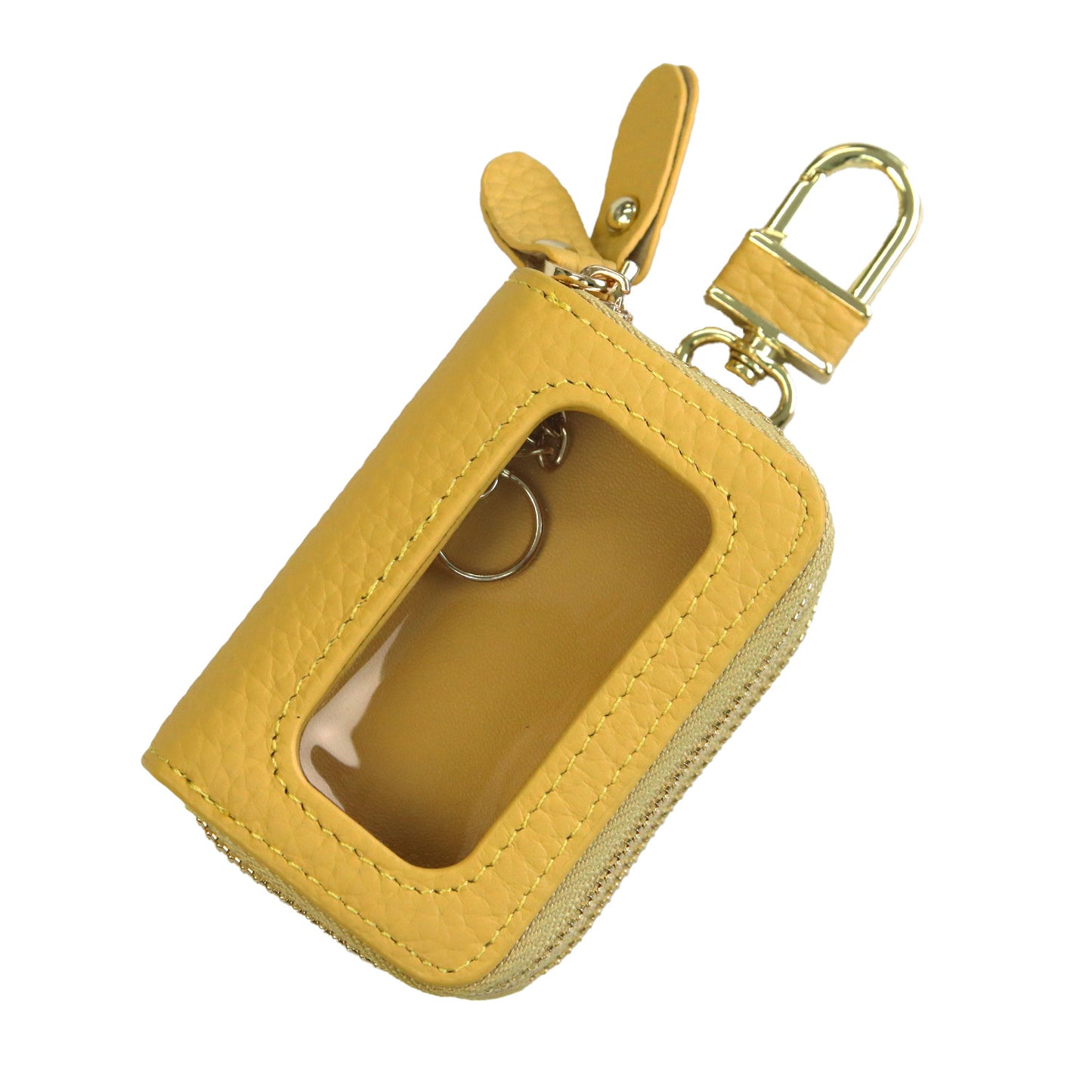 【名入れ無料】本革 スマートキーケース 2個収納 ダブルファスナー 軽量 コンパクト