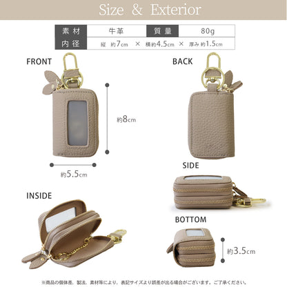 還暦祝い 名入れ 感謝状 プレート 60歳 記念品 ギフト キーケース スマートキーケース スマートキー2個収納 本革 すりガラス風窓付き 入れたまま操作 ダブルファスナー メンズ レディース 名入れ無料 くすみカラー コンパクト カラビナ付き 小銭入れ 鍵収納 落下防止