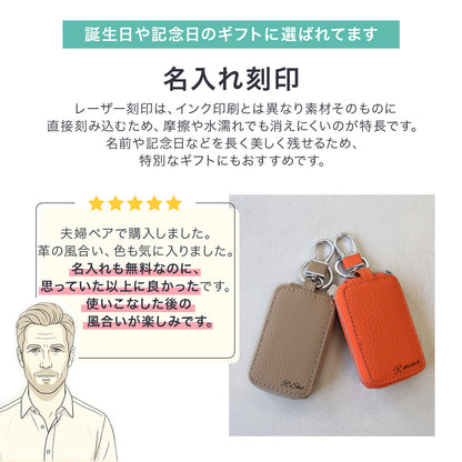 ギフト 名入れ無料 キーケース スマートキーケース 本革 メンズ キーポケット スマートキー対応 トップレザー ラウンドファスナー コンパクト 小さい カラビナ付き 車 鍵収納 キーカバー 納車祝い 実用的 プレゼント 男性 父親 夫 彼氏 誕生日 記念日 送料無料