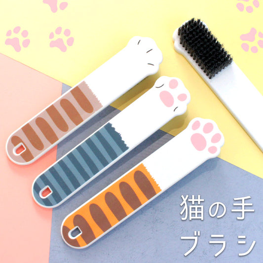 猫 キッチンブラシ 柄付き 掃除用ブラシ 猫モチーフ 細長 猫の手 3色