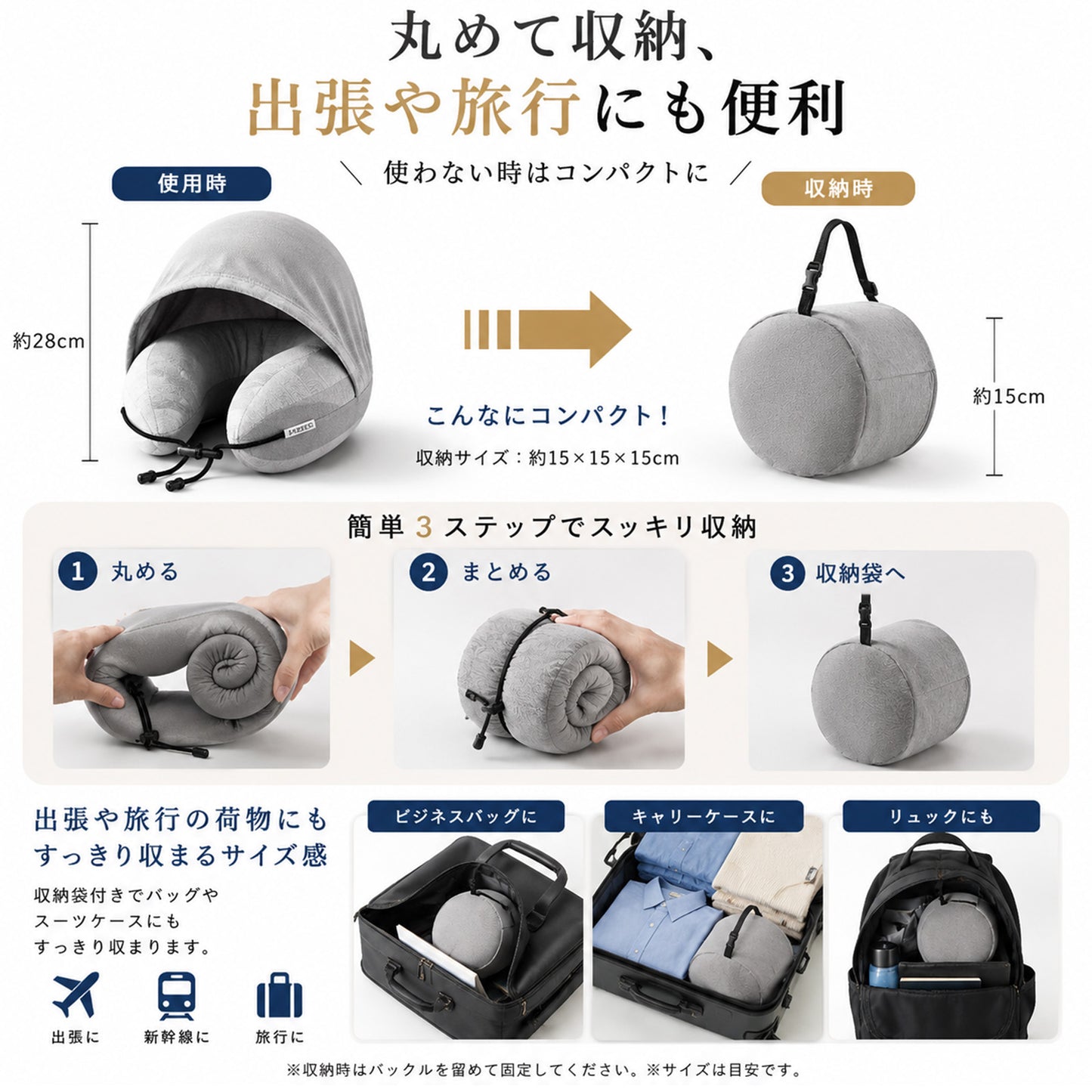 フード付きネックピロー 低反発メモリーフォーム 首枕 遮光フード 360度首サポート 飛行機 新幹線 夜行バス 出張 旅行 オフィス 仮眠 コンパクト収納袋付き